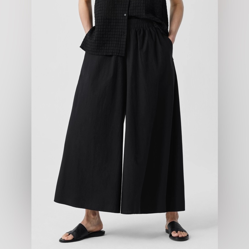 NWT Eileen Fisher Washed Organic Cotton Poplin Skirt Pant - Picture 2 of 5